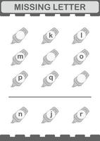 Missing letter with Marker. Worksheet for kids vector