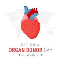 día nacional del donante de órganos con corazón humano vector