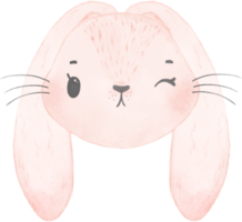 mignon lapin aquarelle tête de visage de lapin animal de dessin animé png