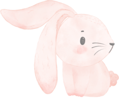 söt akvarell rosa baby kanin bunny tecknad djur handmålning png