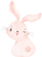 cute watercolor pink baby rabbit bunny cartoon animal hand painting png