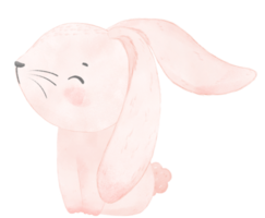 cute watercolor pink baby rabbit bunny cartoon animal hand painting png