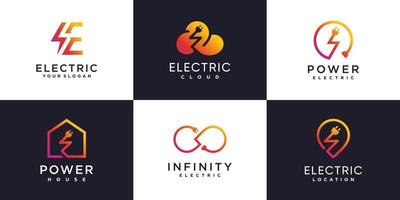 colección de logotipos eléctricos con concepto de elemento creativo premium vector parte 1