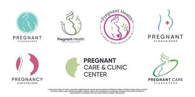 Pregnant mom logo collection with creative element concept Premium Vector