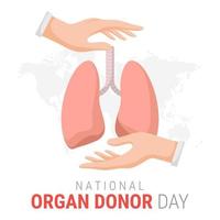 dia nacional del donante de organos con pulmones vector