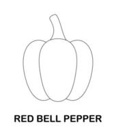 Coloring page with Red Bell Pepper for kids vector