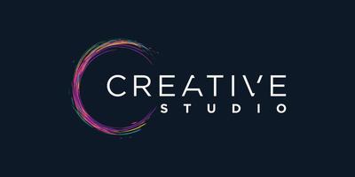 Creative logo with color brush concept Premium Vector part 2