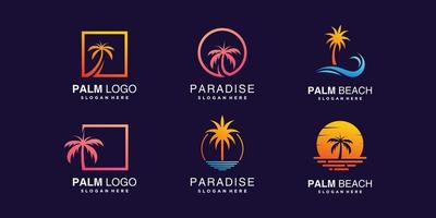 Palm logo collection with creative element concept Premium Vector