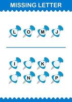 Missing letter with Push Pin. Worksheet for kids vector