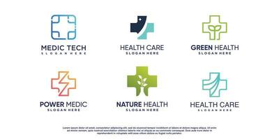 Set of medical logo with creative element Premium Vector