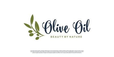 Olive oil logo design with creative element style Premium Vector