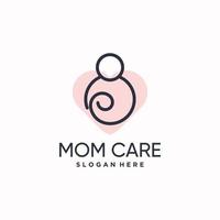 diseño de logotipo de cuidado de la madre con vector premium de concepto de arte de línea creativa