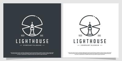 Light house logo design with creative line art style Premium Vector