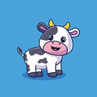 Cute cow cartoon vector icon illustration