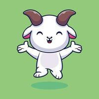Cute goat happy jump cartoon vector icon illustration. animal nature icon concept isolated premium vector