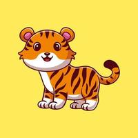 Cute tiger cartoon vector icon illustration