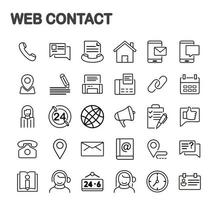 conjunto de colección de iconos de contacto web. conceptos de diseño gráfico moderno vector