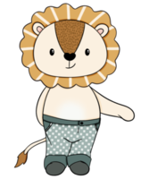 Cute lion cartoon design character png