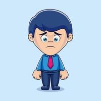 ilustración de vector de dibujos animados de hombre de negocios triste