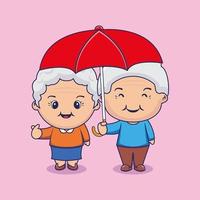 Cute couple grand father and grand mother cartoon character vector