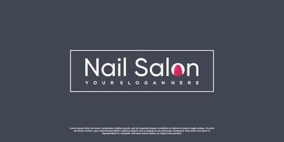 Nail logo concept with creative element style Premium Vector