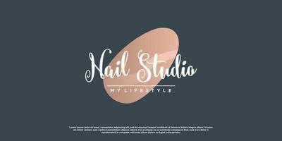 Nail logo concept with creative element style Premium Vector