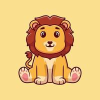 lindo león sentado dibujos animados vector icono ilustración