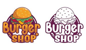 logotipo de diseño fresco de comida de tienda de hamburguesas vector