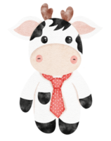 personaggio dei cartoni animati della mucca sveglia dell'acquerello
