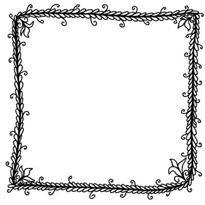 Hand drawn doodle frame with plants and flowers. Vector illustration