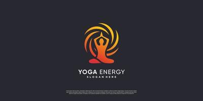 Yoga logo with creative energy style Premium Vector