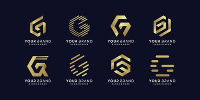 Golden G letter logo collection Premium Vector