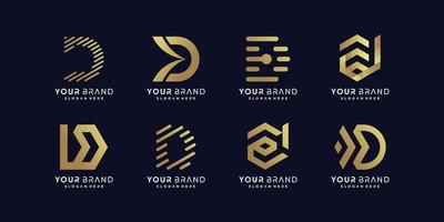 Golden D letter logo collection Premium Vector