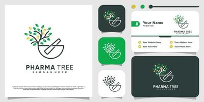 Pharma tree logo with creative concept Premium Vector