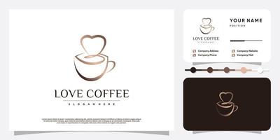 logotipo de café con vector premium de elemento de amor creativo