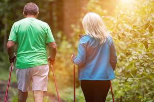 Mature couple hiking photo