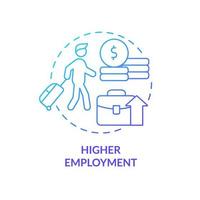 Higher employment blue gradient concept icon. Relocation to get job. Pull factor for migration abstract idea thin line illustration. Isolated outline drawing vector