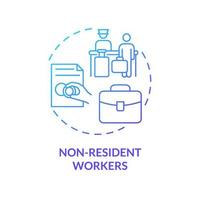 Non-resident workers blue gradient concept icon. Relocation to find job. Pathway for migration abstract idea thin line illustration. Isolated outline drawing vector