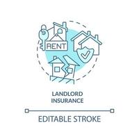 Landlord insurance turquoise concept icon. Type of property financial protection abstract idea thin line illustration. Isolated outline drawing. Editable stroke vector