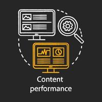 Content performance chalk concept icon. Digital marketing benefit idea. Content relevance optimization, brand promotion. Web analytics, smm metrics. Vector isolated chalkboard illustration