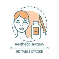 Aesthetic surgery concept icon. Facial and body surgical operation idea thin line illustration. Reconstructive procedure. Appearance. Vector isolated outline drawing. Editable stroke