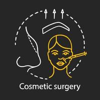 Cosmetic surgery chalk icon. Person appearance improving. Aesthetic procedures. Face reshaping. Plastic surgery center service. Lifting. Isolated vector chalkboard illustration