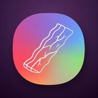 Bacon app icon. Butchers meat. Roasted sowbelly. Piece of lard. Yummy rasher. Meat production and sale. Butchery business. UI UX user interface. Web or mobile application. Vector isolated illustration