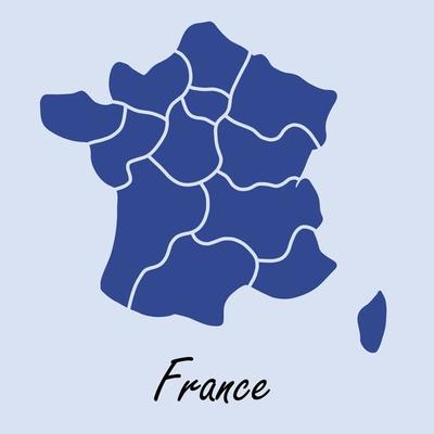 Doodle freehand drawing of France map.