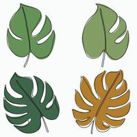 simplicidad hoja de monstera dibujo de línea continua a mano alzada diseño plano. vector