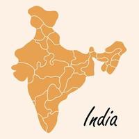 Doodle dibujo a mano alzada del mapa de la india. vector