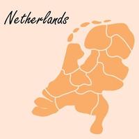 dibujo a mano alzada del mapa de Holanda. vector