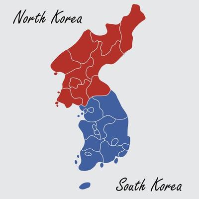 Doodle freehand drawing of Korea map.