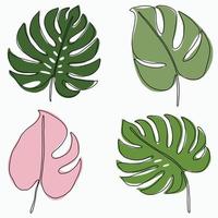 simplicidad hoja de monstera dibujo de línea continua a mano alzada diseño plano. vector