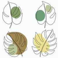 simplicidad hoja de monstera dibujo de línea continua a mano alzada diseño plano. vector